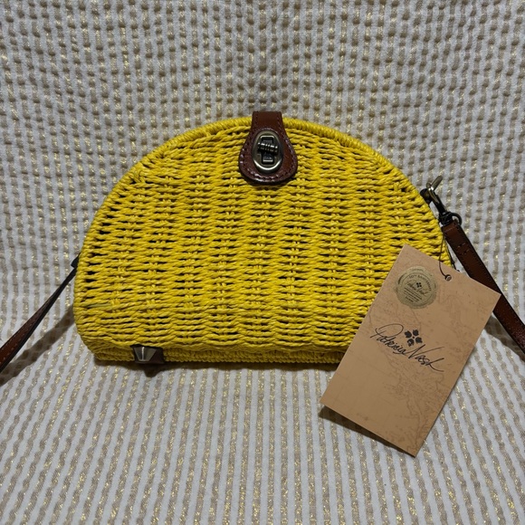 Patricia Nash Handbags - Patricia Nash | Spring Wicker Bonella Goldenrod Yellow Retro Crossbody Purse